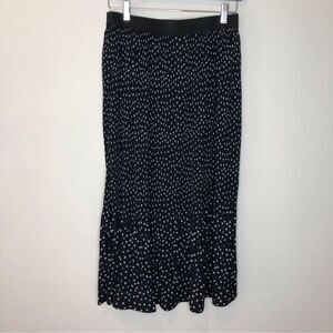 Adrianna Papell Pleated Georgette Skirt Office Date Black Blush Ditsy Dot Small